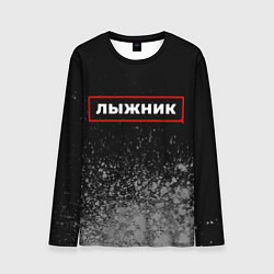 Лонгслив мужской Лыжник - в рамке красного цвета, цвет: 3D-принт