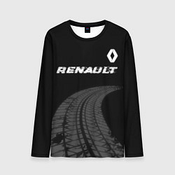 Мужской лонгслив Renault speed на темном фоне со следами шин: симво