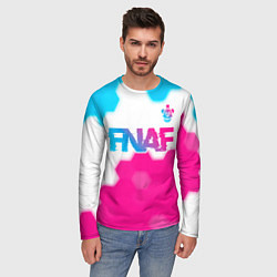 Лонгслив мужской FNAF neon gradient style: символ сверху, цвет: 3D-принт — фото 2