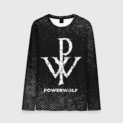 Мужской лонгслив Powerwolf с потертостями на темном фоне