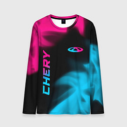 Лонгслив мужской Chery - neon gradient: надпись, символ, цвет: 3D-принт