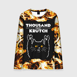 Лонгслив мужской Thousand Foot Krutch рок кот и огонь, цвет: 3D-принт