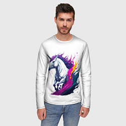 Лонгслив мужской Единорог в красках, цвет: 3D-принт — фото 2