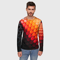 Лонгслив мужской Hexagon orange, цвет: 3D-принт — фото 2