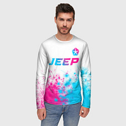 Лонгслив мужской Jeep neon gradient style: символ сверху, цвет: 3D-принт — фото 2