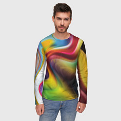 Лонгслив мужской Rainbow waves, цвет: 3D-принт — фото 2