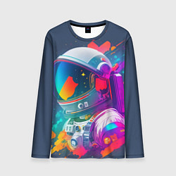 Лонгслив мужской Космонавт - акварельные мазки, цвет: 3D-принт