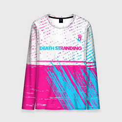 Мужской лонгслив Death Stranding neon gradient style: символ сверху