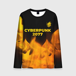 Мужской лонгслив Cyberpunk 2077 - gold gradient: символ сверху
