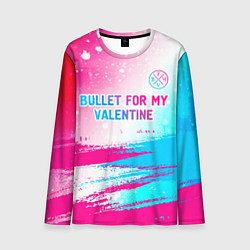 Мужской лонгслив Bullet For My Valentine neon gradient style: симво