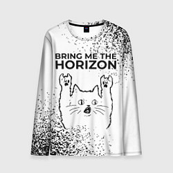 Лонгслив мужской Bring Me the Horizon рок кот на светлом фоне, цвет: 3D-принт