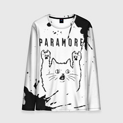 Мужской лонгслив Paramore рок кот на светлом фоне