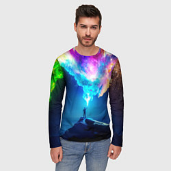 Лонгслив мужской Цветной космос и горы, цвет: 3D-принт — фото 2