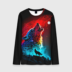 Лонгслив мужской Волки воют на луну, цвет: 3D-принт