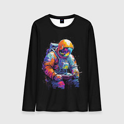 Лонгслив мужской Читающий космонавт, цвет: 3D-принт