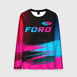 Лонгслив мужской Ford - neon gradient: символ сверху, цвет: 3D-принт