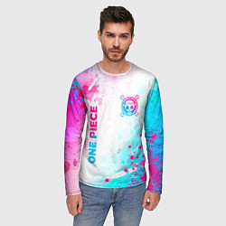 Лонгслив мужской One Piece neon gradient style: надпись, символ, цвет: 3D-принт — фото 2