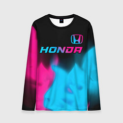 Мужской лонгслив Honda - neon gradient: символ сверху