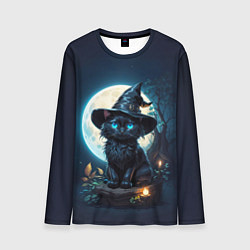 Лонгслив мужской Кот ведьмы - Хэллоуин, цвет: 3D-принт