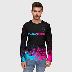Лонгслив мужской Evangelion - neon gradient: символ сверху, цвет: 3D-принт — фото 2