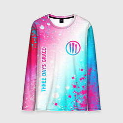 Мужской лонгслив Three Days Grace neon gradient style: надпись, сим