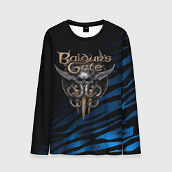 Лонгслив мужской Baldurs Gate 3 logo blue geometry, цвет: 3D-принт