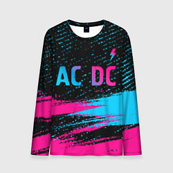 Лонгслив мужской AC DC - neon gradient: символ сверху, цвет: 3D-принт