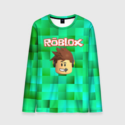 Мужской лонгслив Roblox head на пиксельном фоне