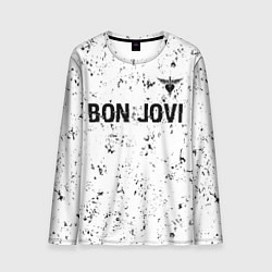 Лонгслив мужской Bon Jovi glitch на светлом фоне: символ сверху, цвет: 3D-принт