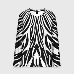 Лонгслив мужской Черная абстракция зебра, цвет: 3D-принт