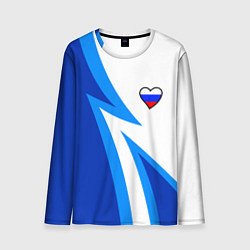Мужской лонгслив Флаг России в сердечке - синий