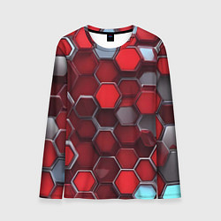 Лонгслив мужской Cyber hexagon red, цвет: 3D-принт