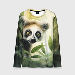 Лонгслив мужской Лемур акварель, цвет: 3D-принт