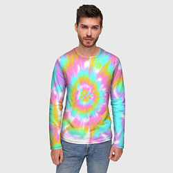 Лонгслив мужской Tie-Dye кислотный в стиле барби, цвет: 3D-принт — фото 2