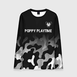 Лонгслив мужской Poppy Playtime glitch на темном фоне: символ сверх, цвет: 3D-принт