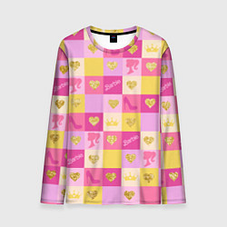 Лонгслив мужской Барби: желтые и розовые квадраты паттерн, цвет: 3D-принт