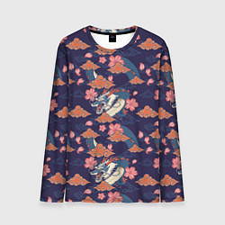 Лонгслив мужской Паттерн китайский дракон, цвет: 3D-принт
