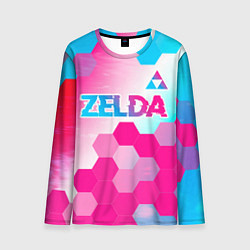 Лонгслив мужской Zelda neon gradient style: символ сверху, цвет: 3D-принт