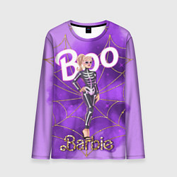 Мужской лонгслив Барби в костюме скелета: паутина и фиолетовый дым