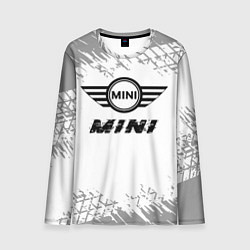 Мужской лонгслив Mini speed на светлом фоне со следами шин