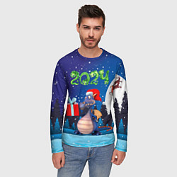 Лонгслив мужской Cиний дракон, цвет: 3D-принт — фото 2