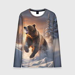 Лонгслив мужской Бурый медведь в лесу, цвет: 3D-принт