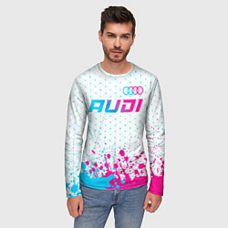 Лонгслив мужской Audi neon gradient style: символ сверху, цвет: 3D-принт — фото 2