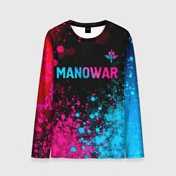 Лонгслив мужской Manowar - neon gradient посередине, цвет: 3D-принт