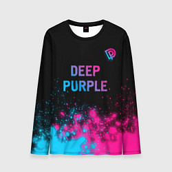 Лонгслив мужской Deep Purple - neon gradient посередине, цвет: 3D-принт
