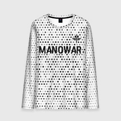 Лонгслив мужской Manowar glitch на светлом фоне посередине, цвет: 3D-принт