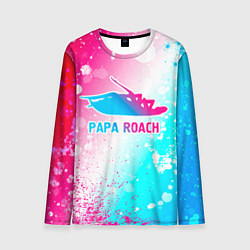 Лонгслив мужской Papa Roach neon gradient style, цвет: 3D-принт