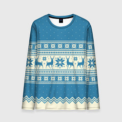Мужской лонгслив Sweater with deer on a blue background