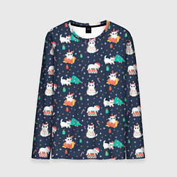 Мужской лонгслив Pattern with new years cats