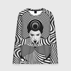 Лонгслив мужской Чёрно белый портрет девушки оптическая иллюзия, цвет: 3D-принт